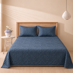 Slate Blue 3 Pc Plain Bedspread Set