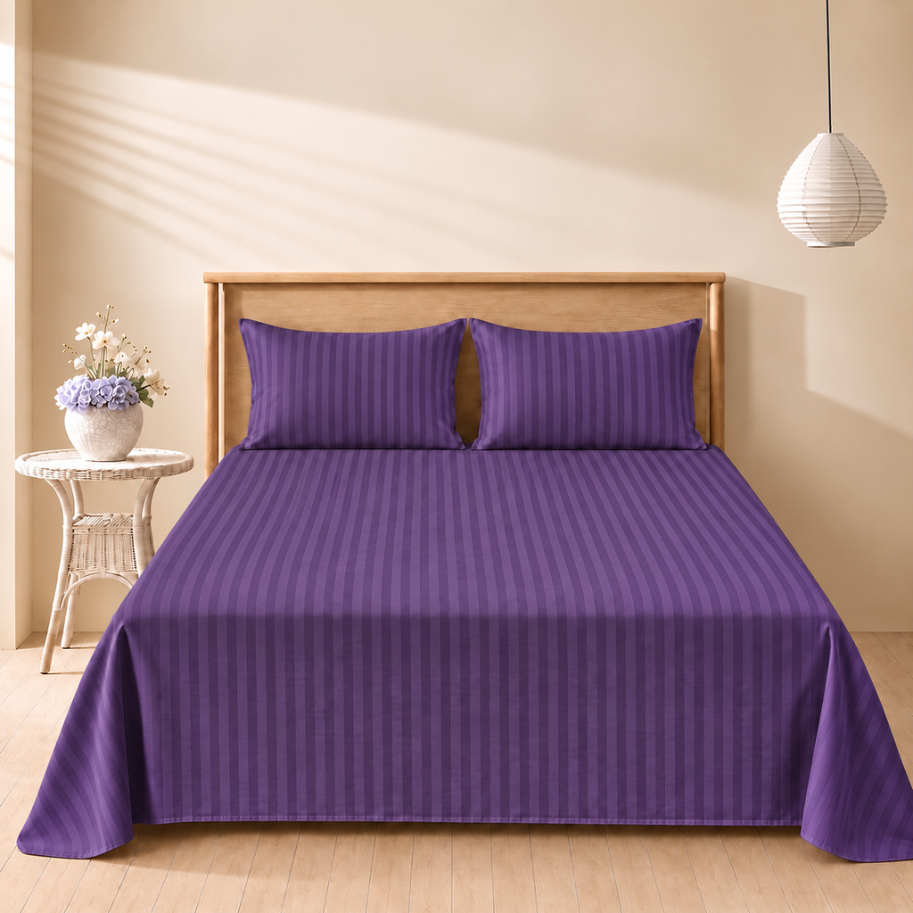 Lavender Dream Stripe 3-piece bedsheet set