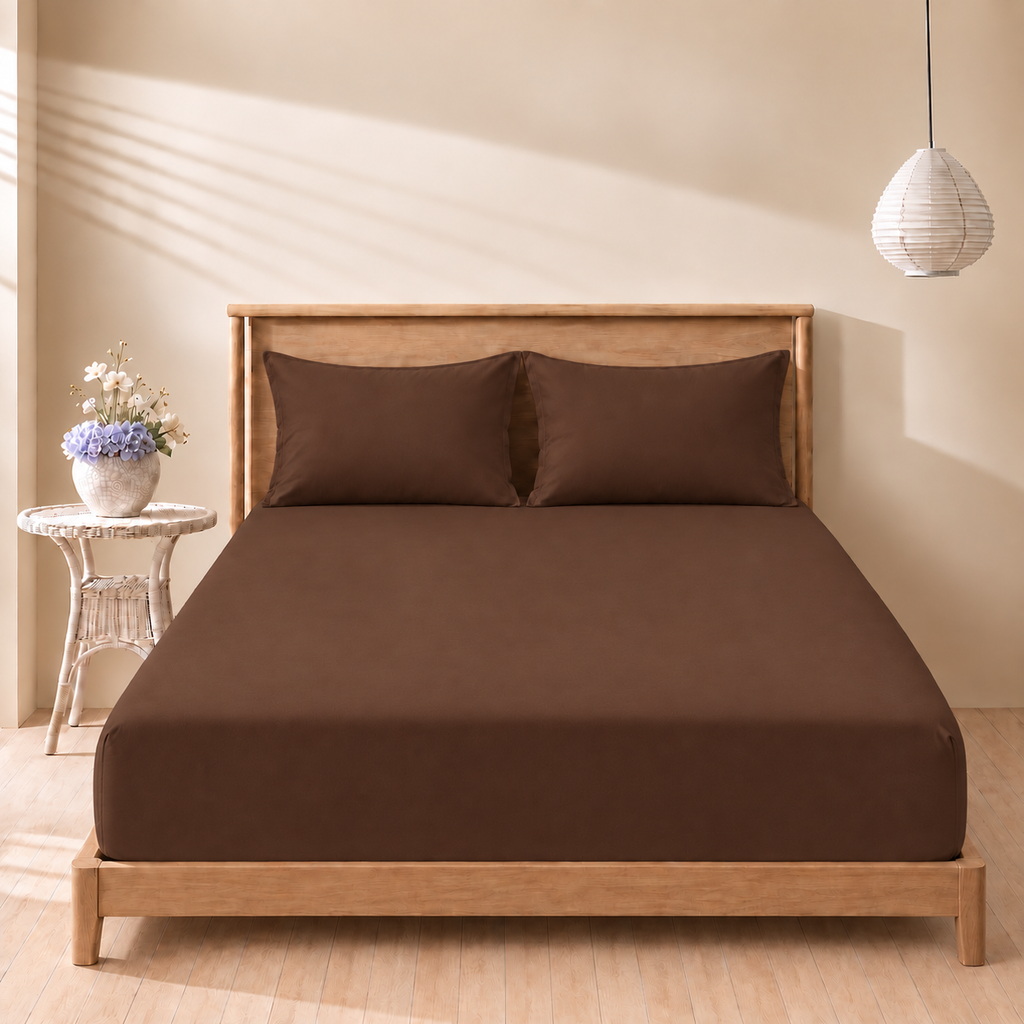 Chocolate Brown Fitted 3-piece bedsheet set