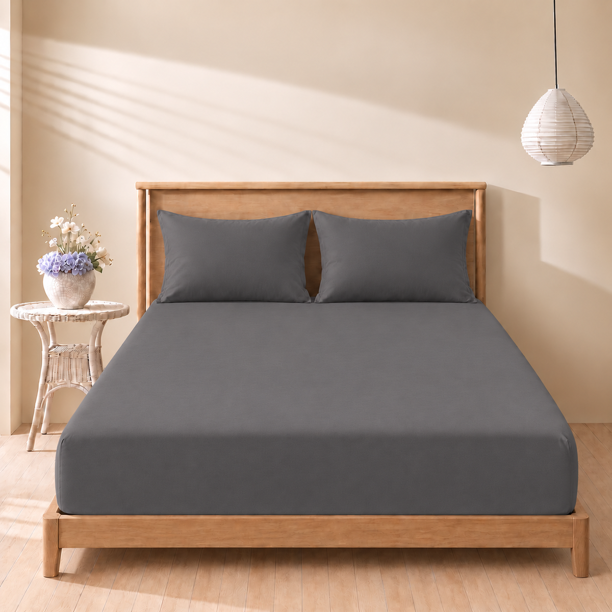 Ash Grey Fitted 3-piece bedsheet set