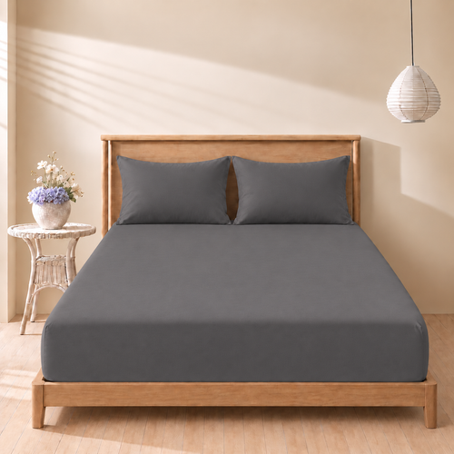 Ash Grey Fitted 3-piece bedsheet set