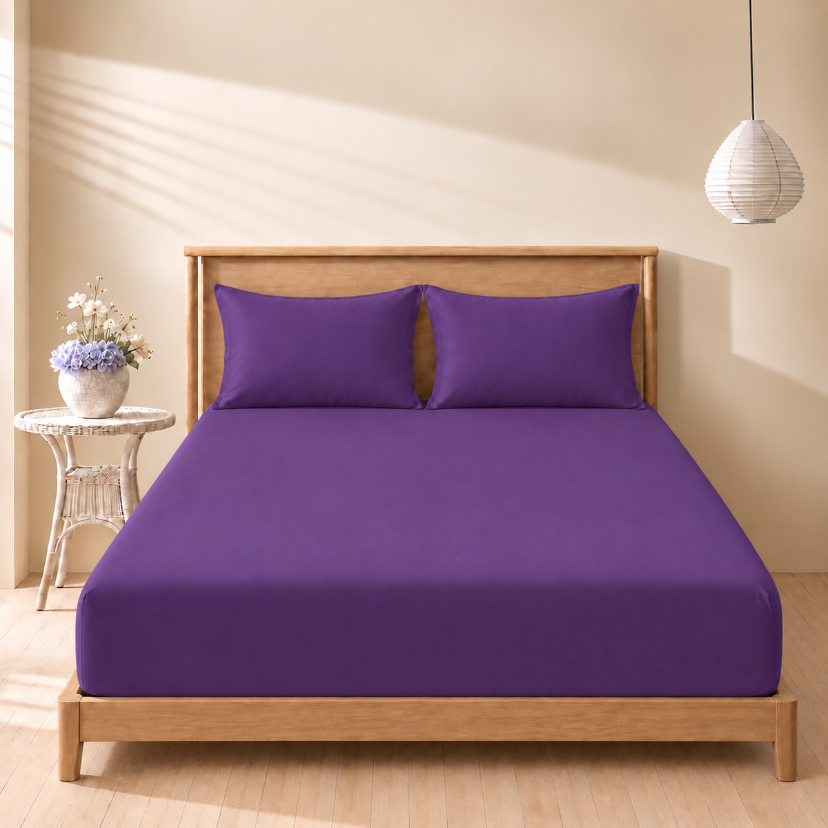 Purple Petal Fitted 3-piece bedsheet set