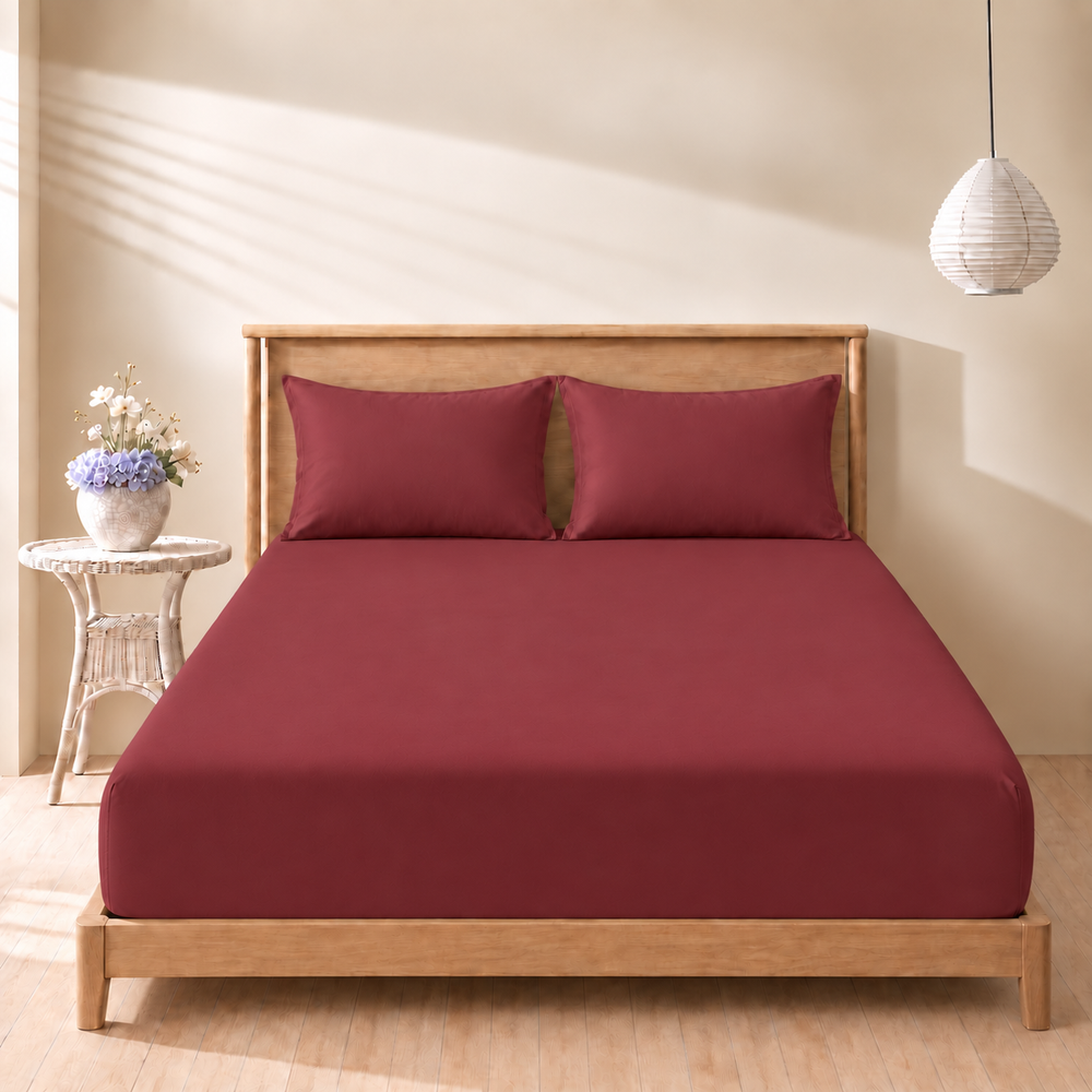 Cranberry Plain Fitted Bedsheet