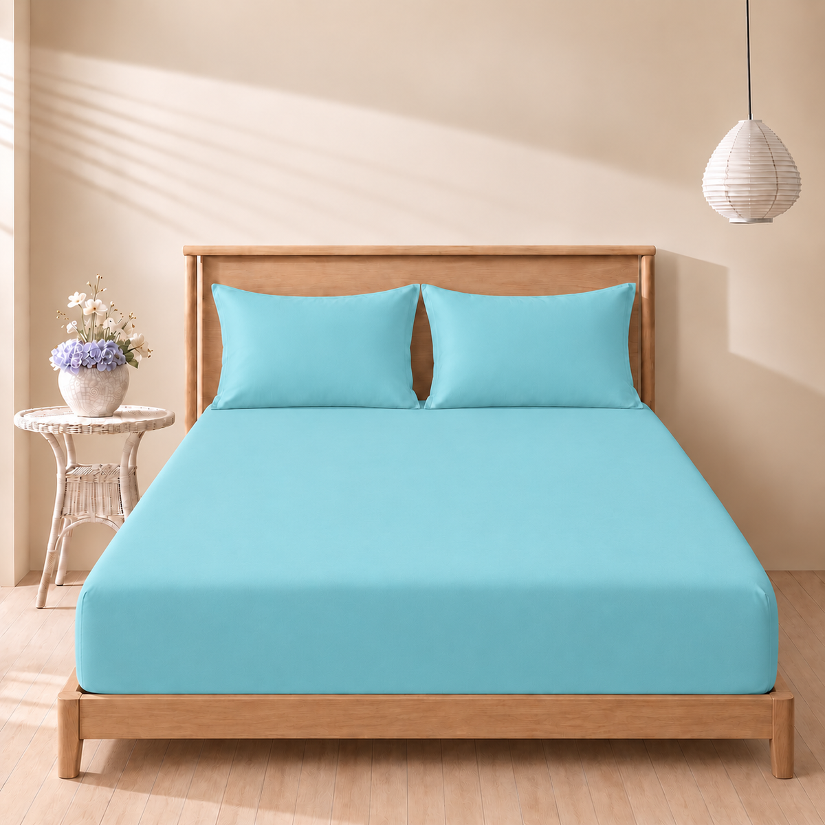 Lagoon Blue Fitted 3-piece bedsheet set
