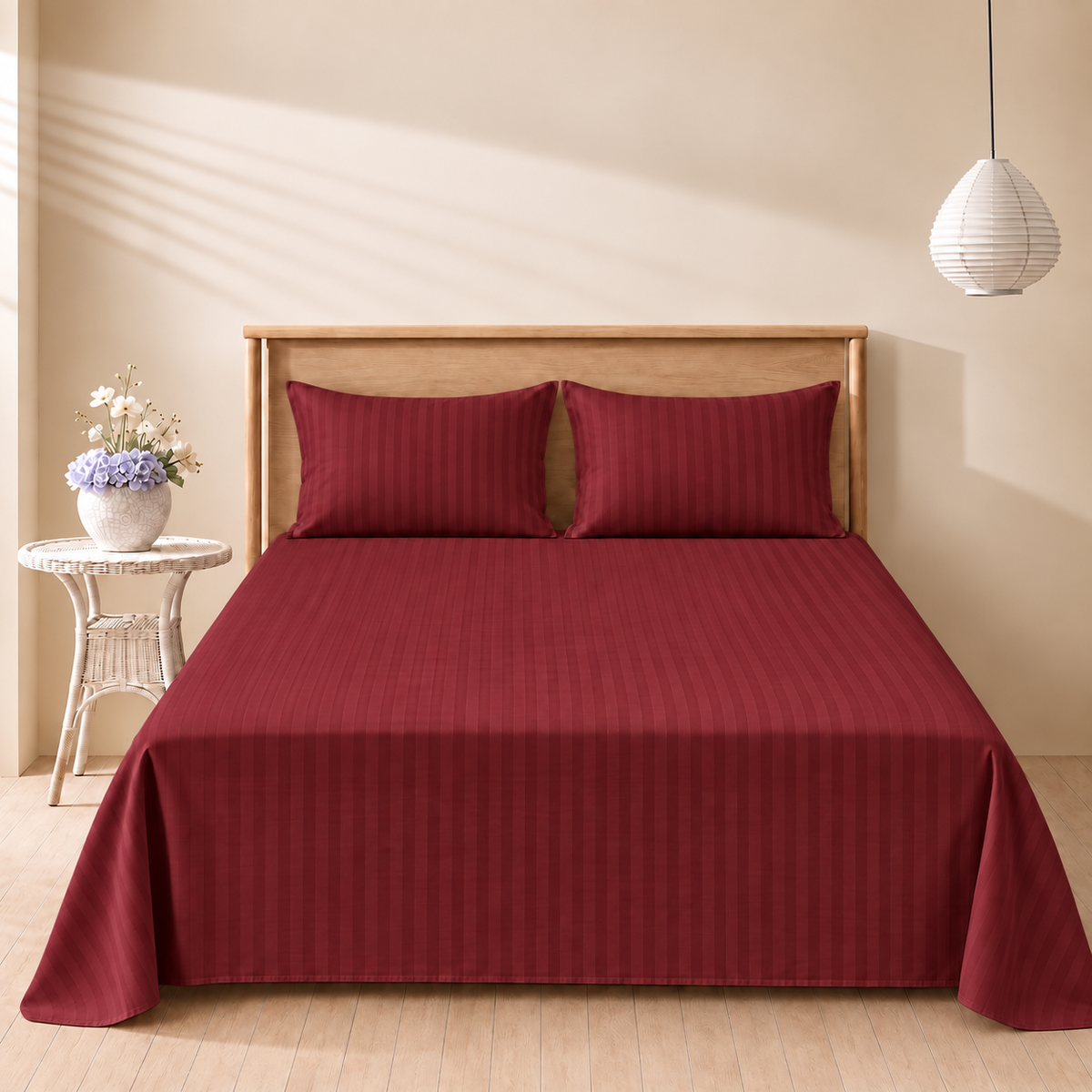 Rose Wood Stripe 3-piece bedsheet set