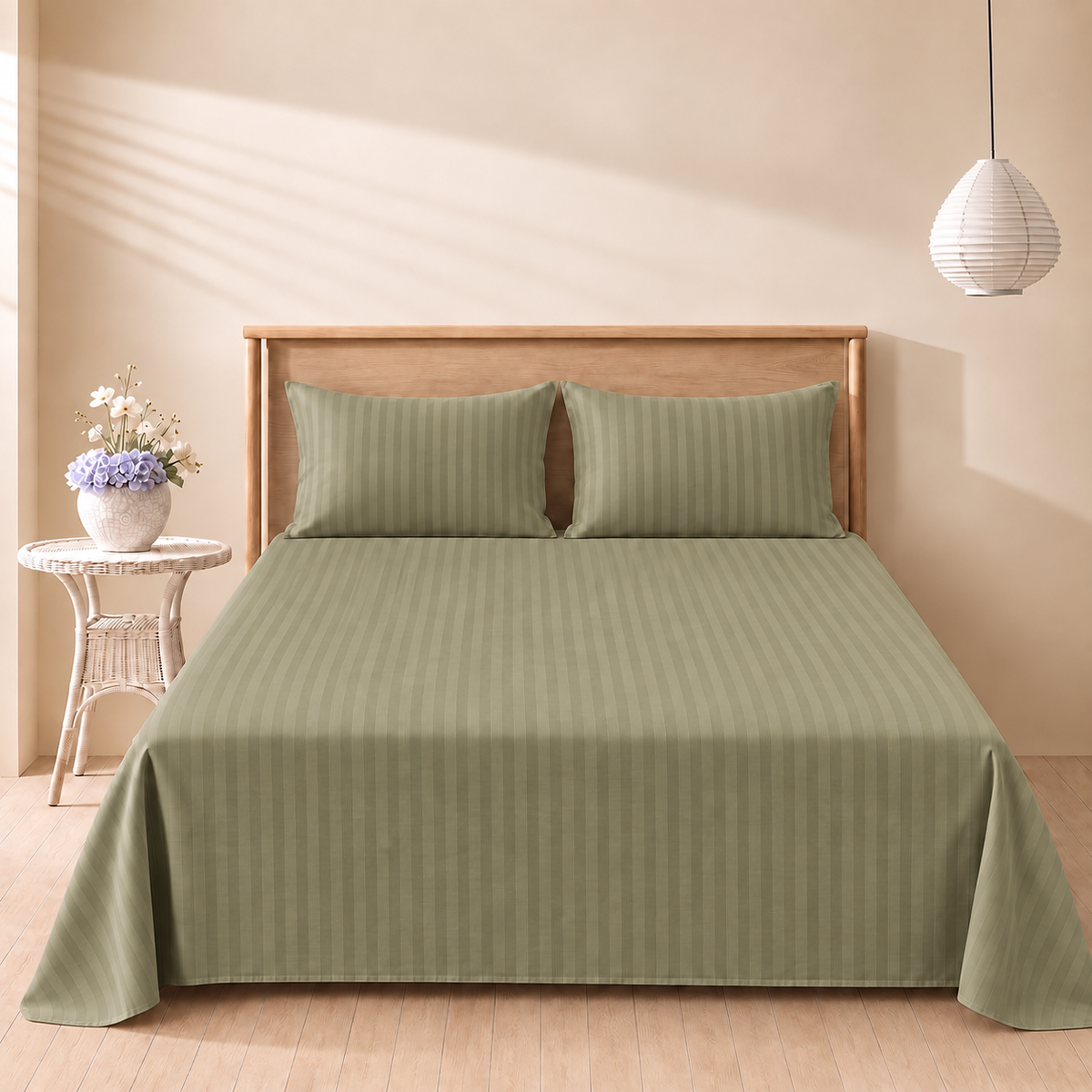 Matcha Stripe 3-piece bedsheet set