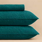 Deep Teal 3 Pc Plain Bedspread Set by MeruHome – gallery view 2