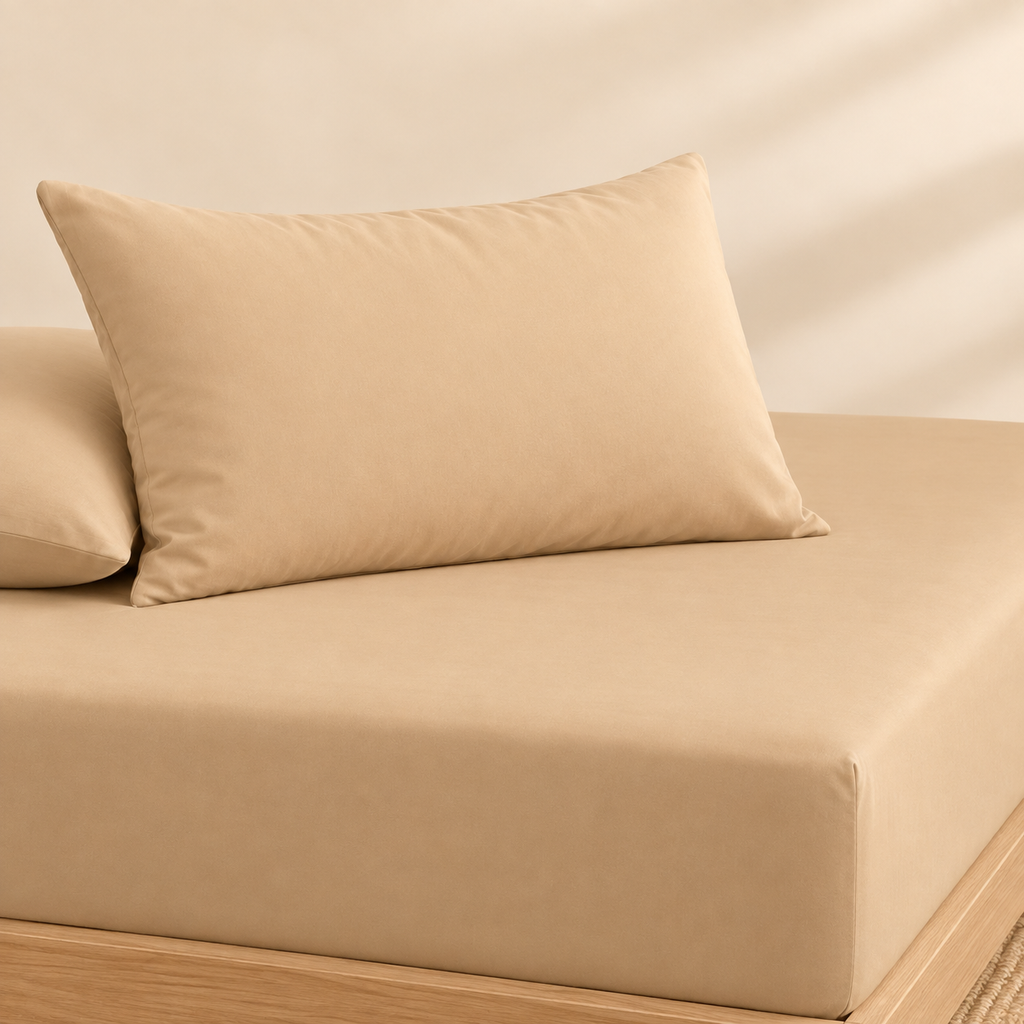Sand Beige Fitted 3-piece bedsheet set – detail 2
