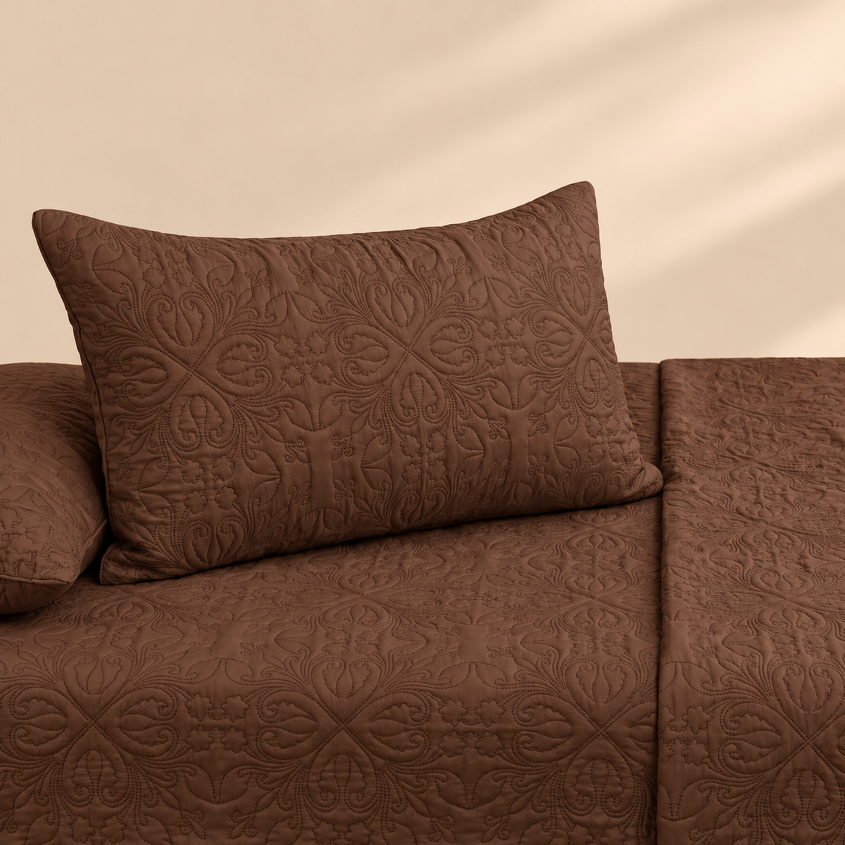 Chocolate Brown 3 Pc Plain Bedspread Set