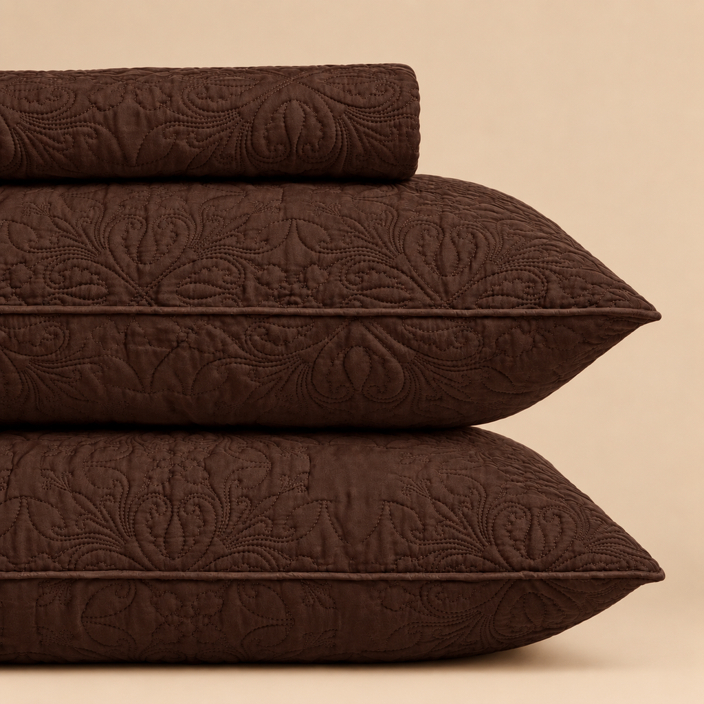 Espresso Brown 3 Pc Plain Bedspread Set