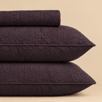 Deep Plum 3 Pc Plain Bedspread Set by MeruHome – gallery view 2