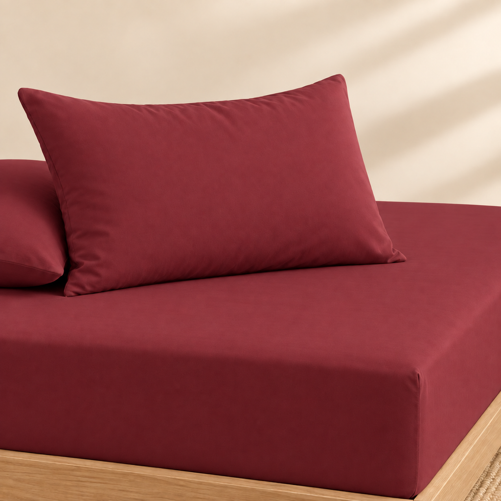 Cranberry Fitted 3-piece bedsheet set – detail 2