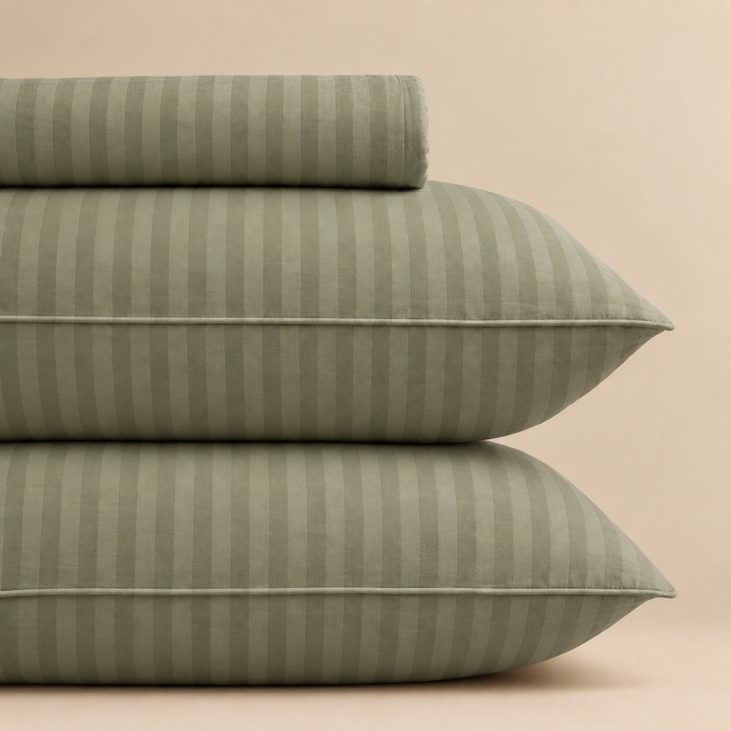 Matcha Stripe 3-piece bedsheet set – detail 2