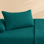 Deep Teal 3 Pc Plain Bedspread Set by MeruHome – gallery view 3