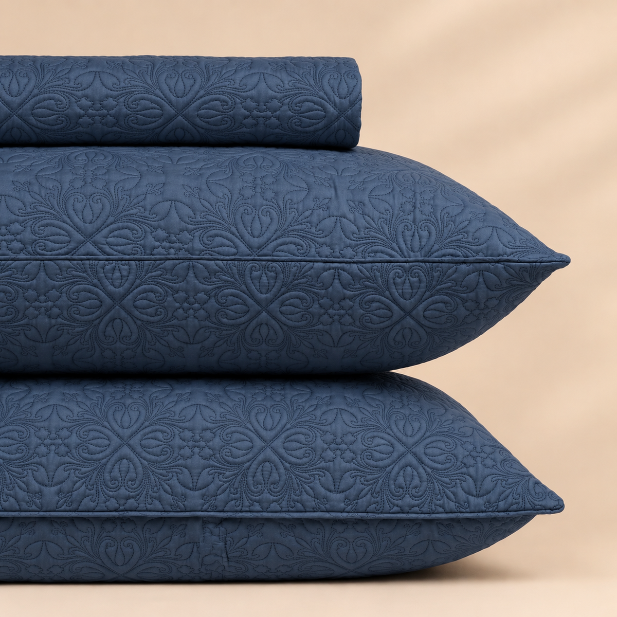 Slate Blue 3 Pc Plain Bedspread Set