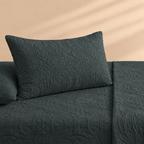 Charcoal Green 3 Pc Plain Bedspread Set by MeruHome – gallery view 3
