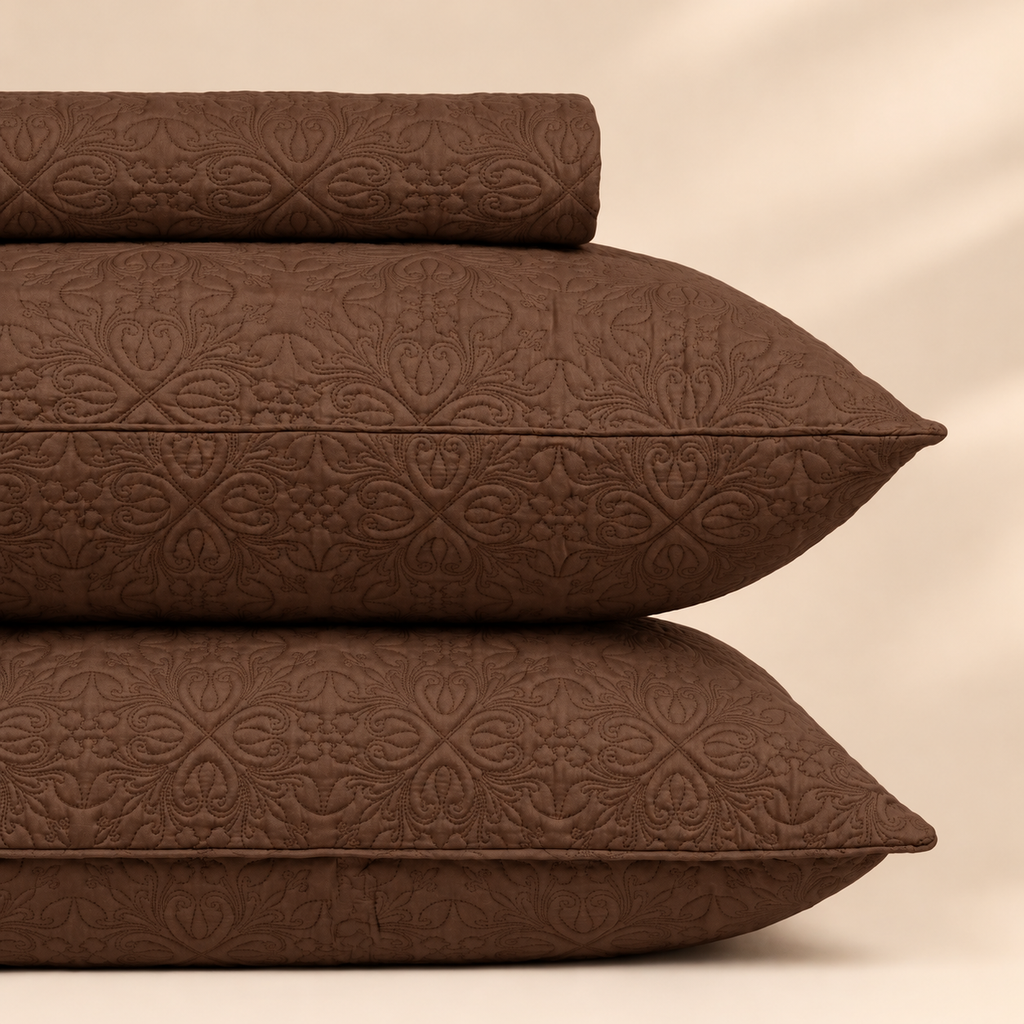 Chocolate Brown 3 Pc Plain Bedspread Set