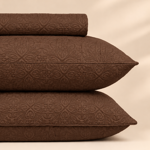 Chocolate Brown 3 Pc Plain Bedspread Set