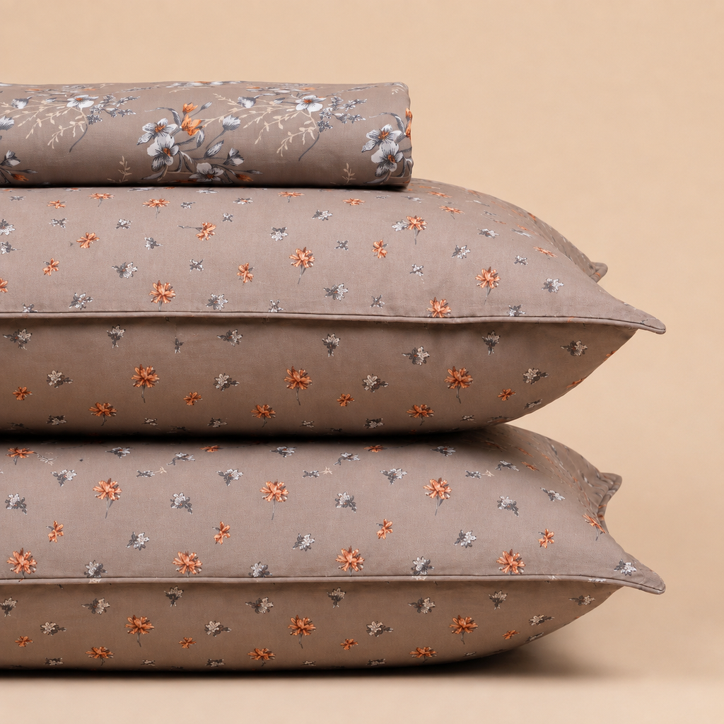Rust Floral 3 Pc Bed Sheet Set by MeruHome – gallery view 2