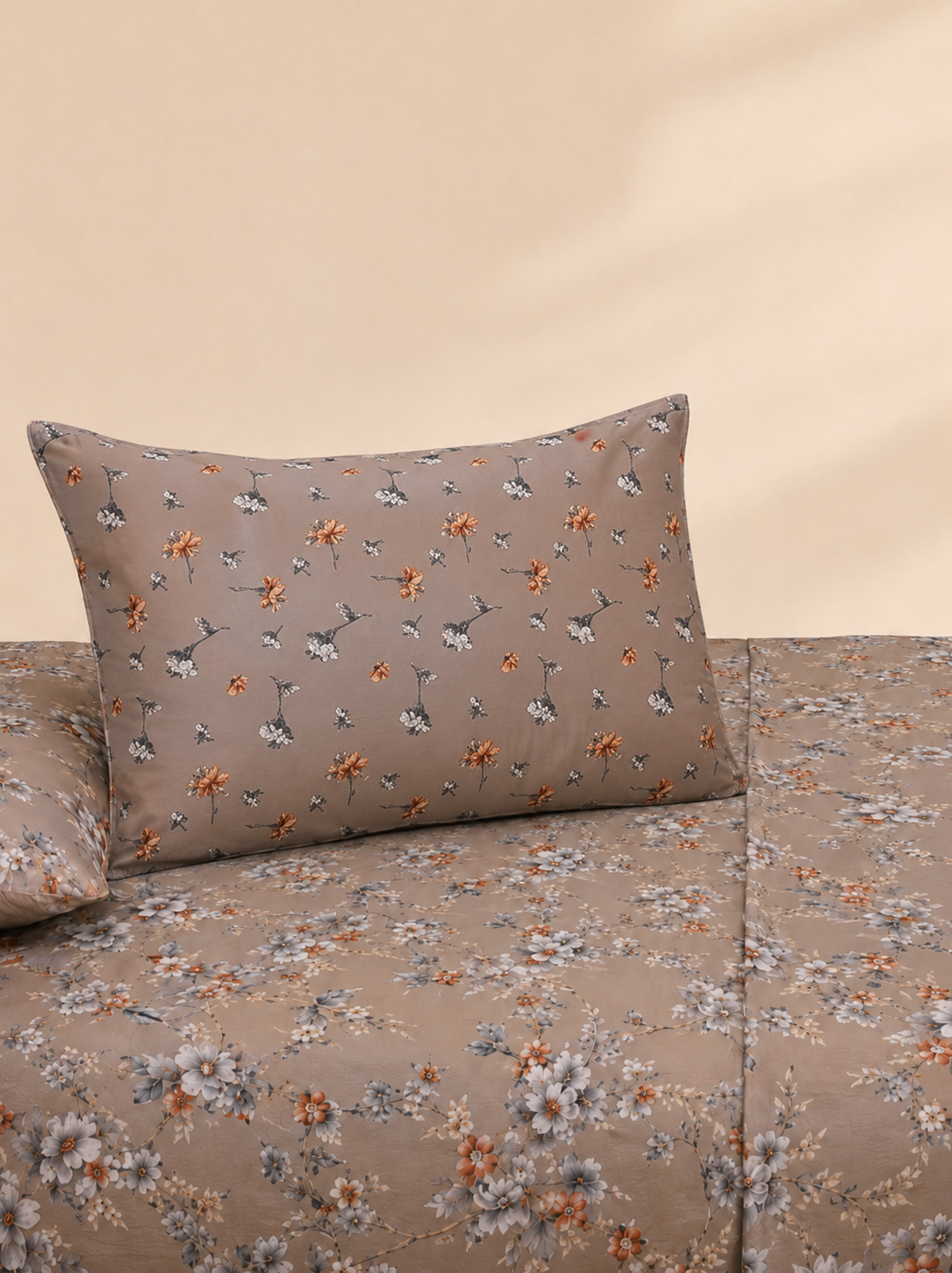 Rust Floral 3 Pc Bed Sheet Set by MeruHome – gallery view 3