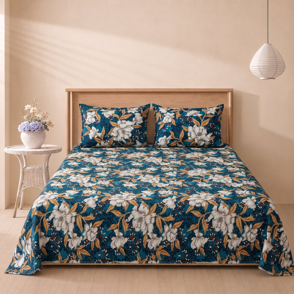 Blue Waves 3 Pc Bed Sheet Set by MeruHome