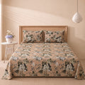 Beige Floral 3 Pc Bed Sheet Set by MeruHome