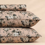 Beige Floral 3 Pc Bed Sheet Set by MeruHome – gallery view 2