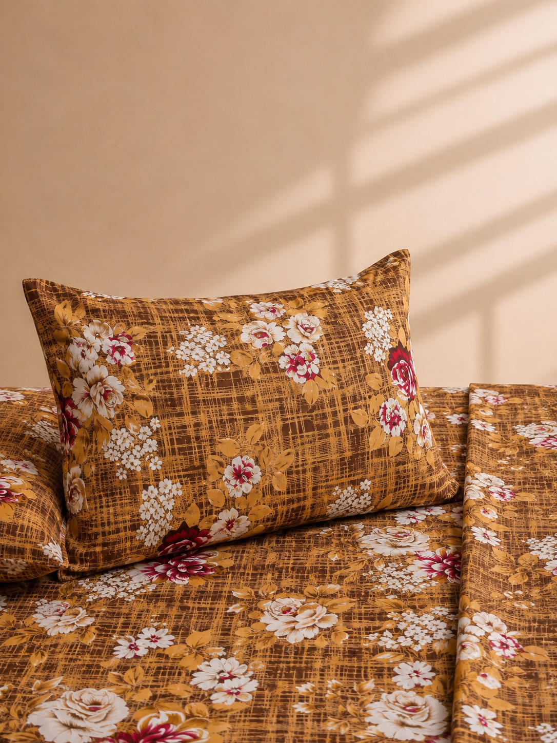 Soft Floral 3 Pc Bed Sheet Set by MeruHome – gallery view 3