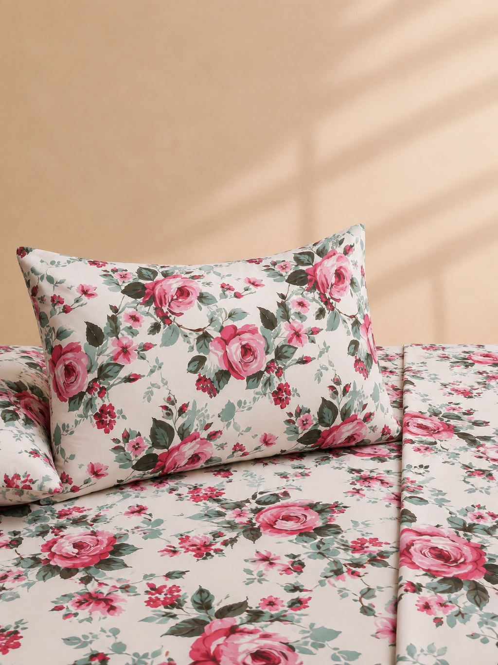 Pink Rose Cottage 3 Pc Bed Sheet Set by MeruHome – gallery view 3