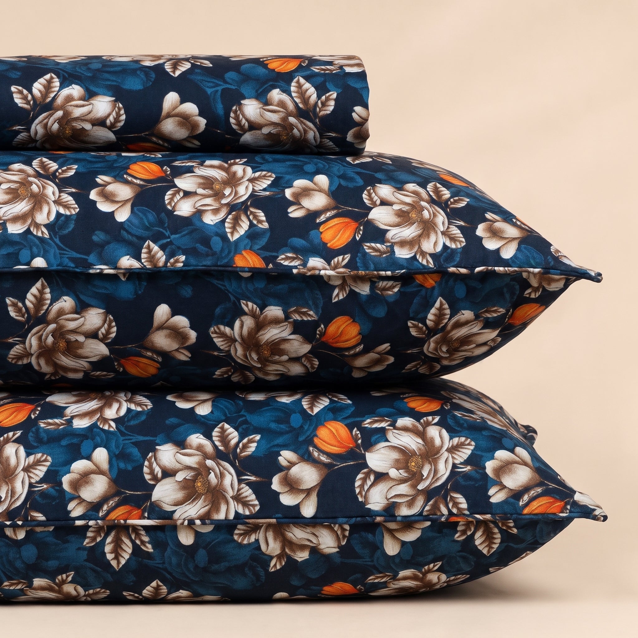 Indigo Floral Charm 3 Pc Bed Sheet Set by MeruHome – gallery view 2