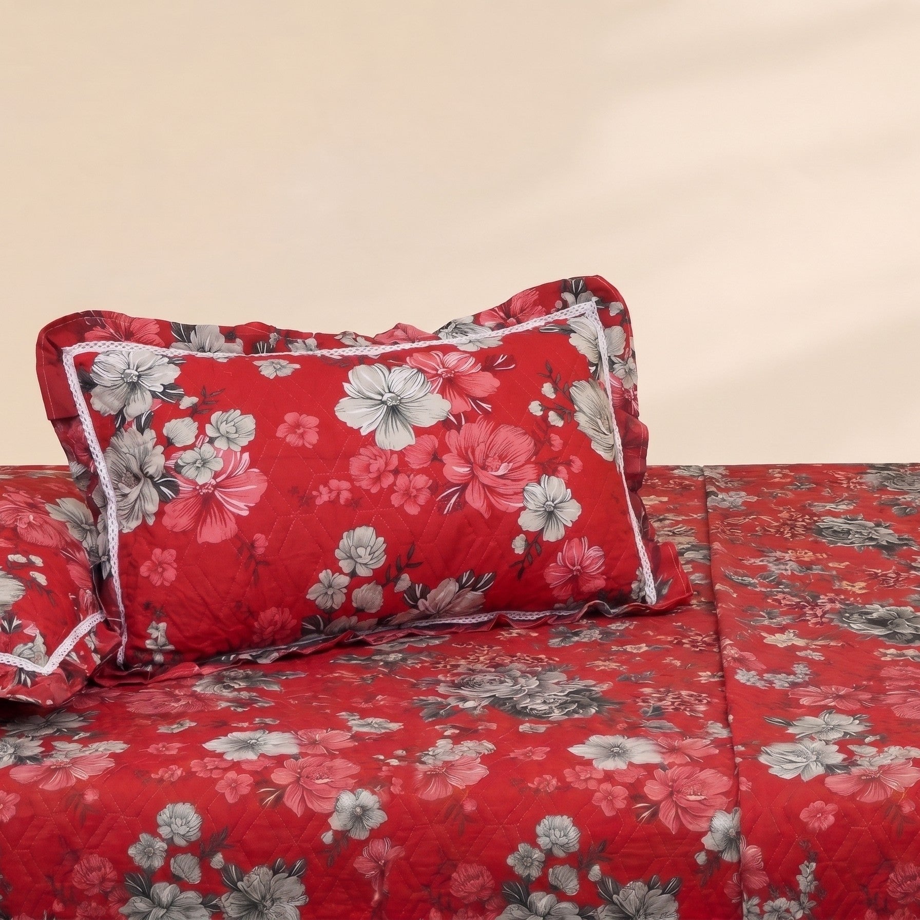 Serene Chantilly 3 Pc Frilled Bedspread Set by MeruHome – gallery view 3