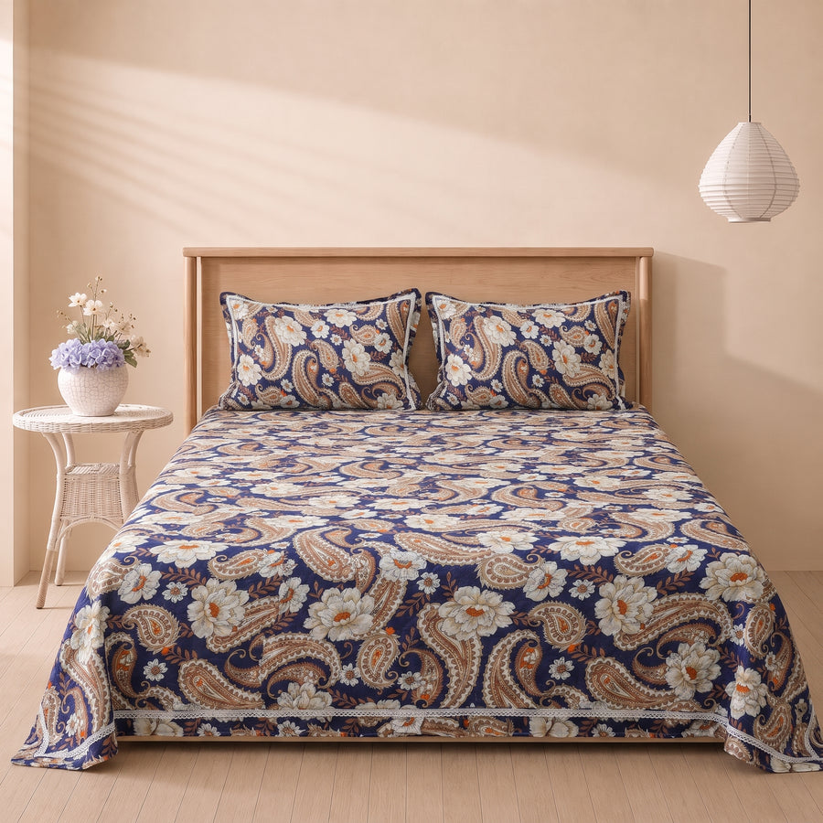 Serene Willow 3 Pc Frilled Bedspread Set by MeruHome