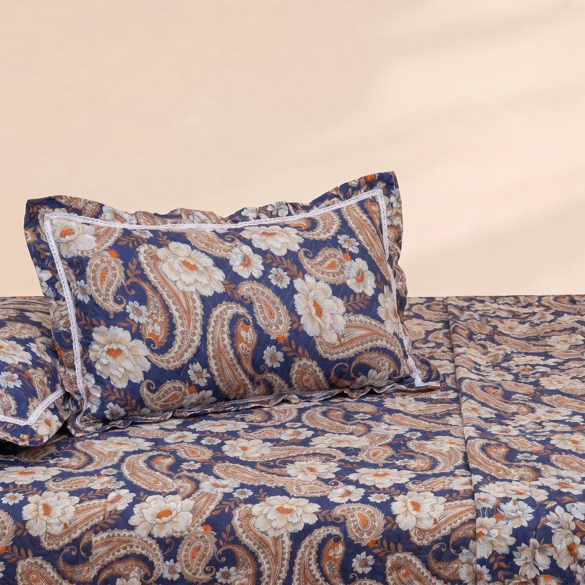 Serene Willow 3 Pc Frilled Bedspread Set by MeruHome – gallery view 2
