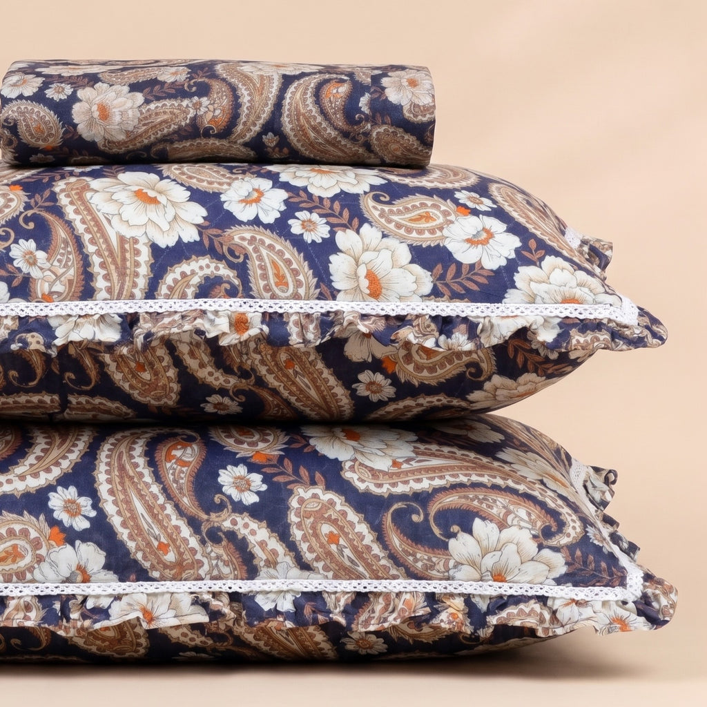 Serene Willow 3 Pc Frilled Bedspread Set by MeruHome – gallery view 3