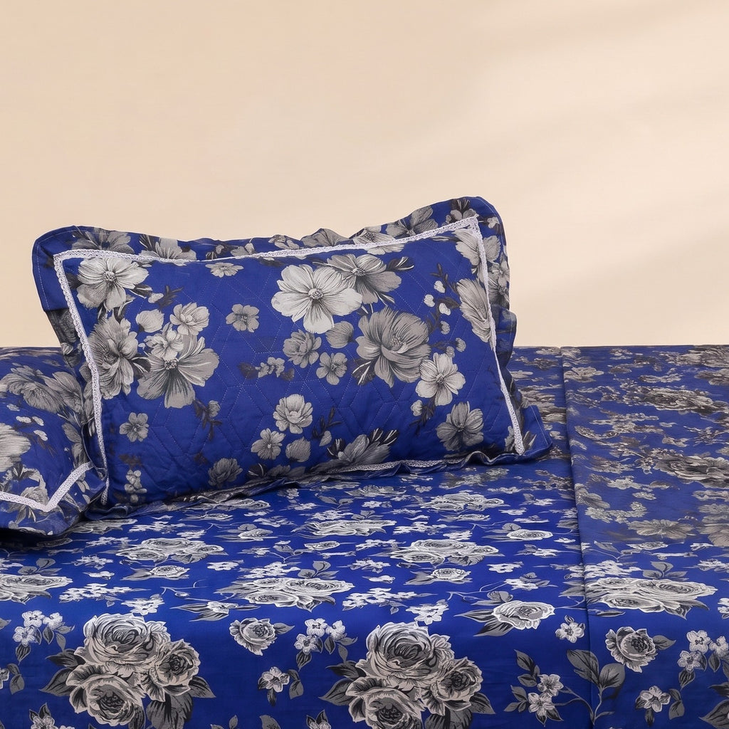 Serene Rosette 3 Pc Frilled Bedspread Set by MeruHome – gallery view 3