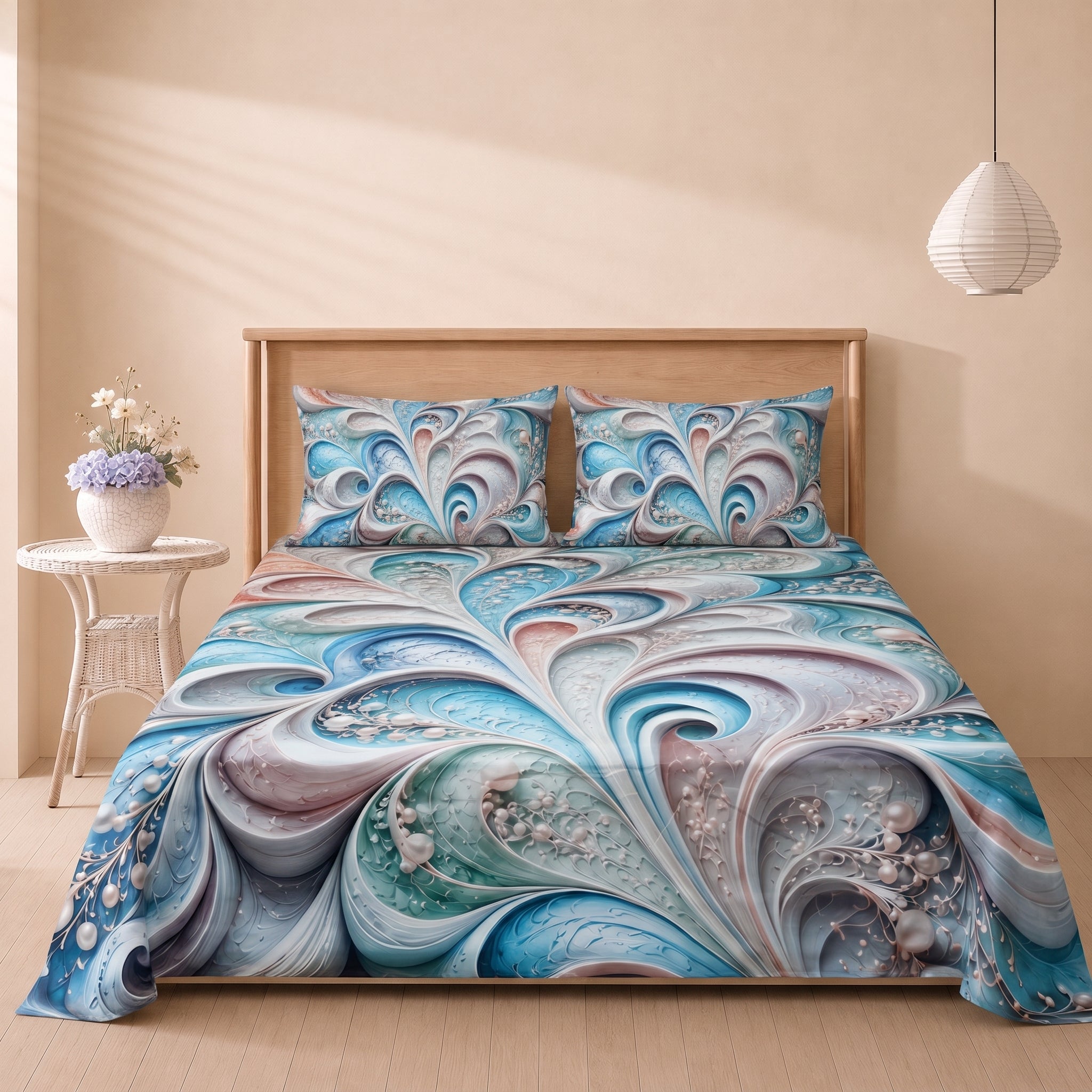 Mirage Aqua 3 Pc Bed Sheet Set by MeruHome – gallery view 2