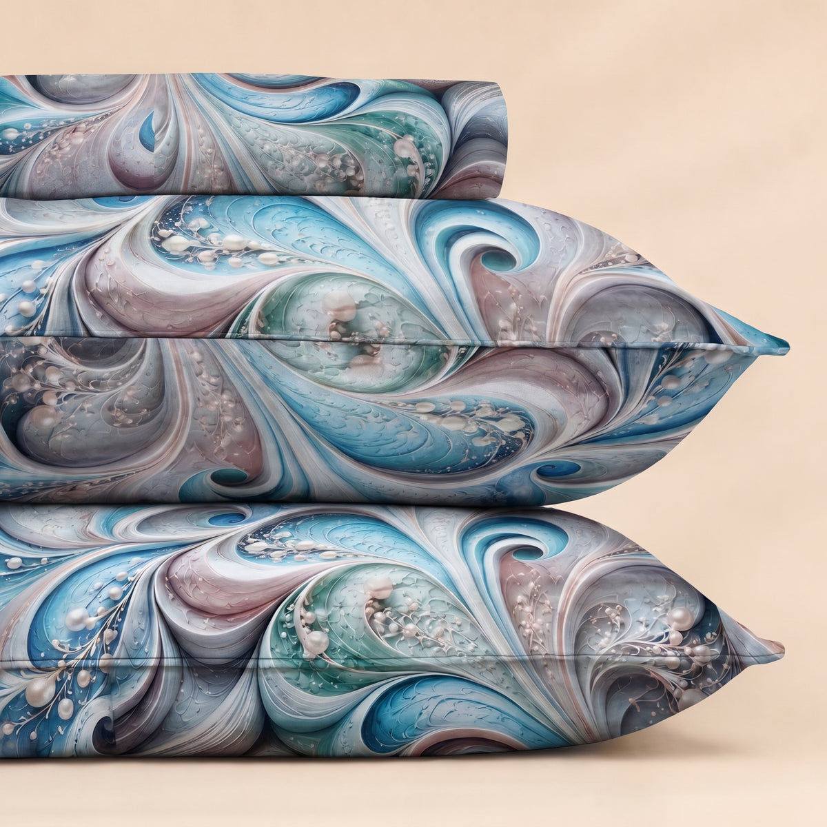 Mirage Aqua 3 Pc Bed Sheet Set by MeruHome – gallery view 3
