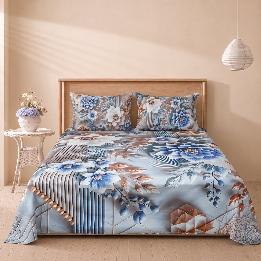 Mirage Bluebell 3 Pc Bed Sheet Set by MeruHome – gallery view 2