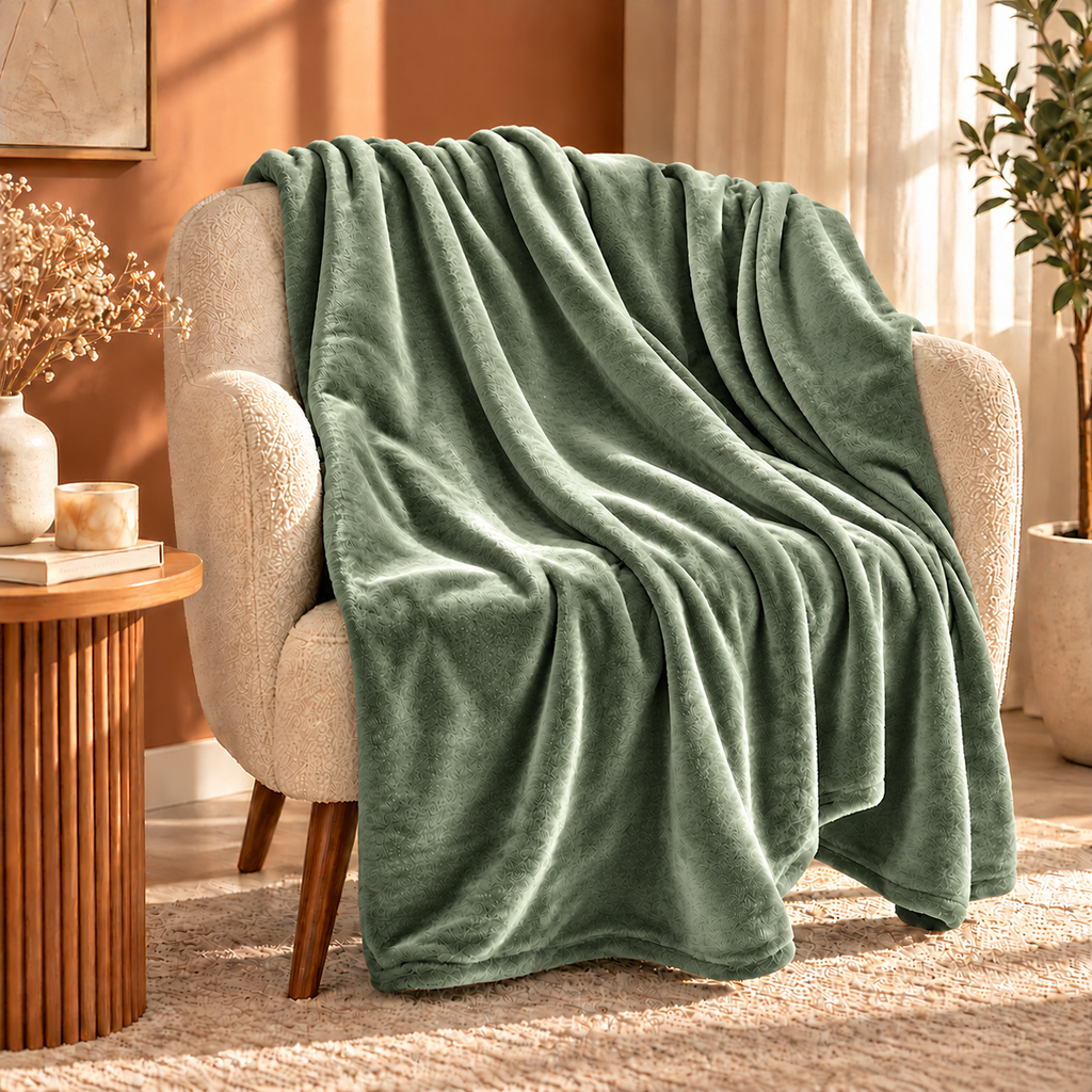 Pistachio Green Plain Blanket 1