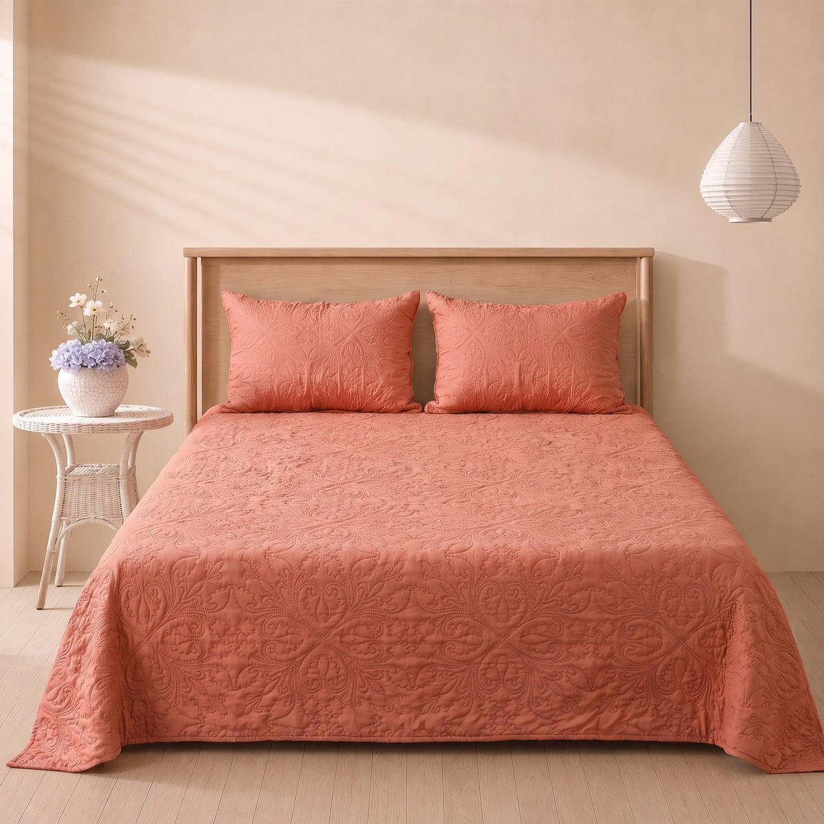 Serene Bedspreads styled in a welcoming bedroom