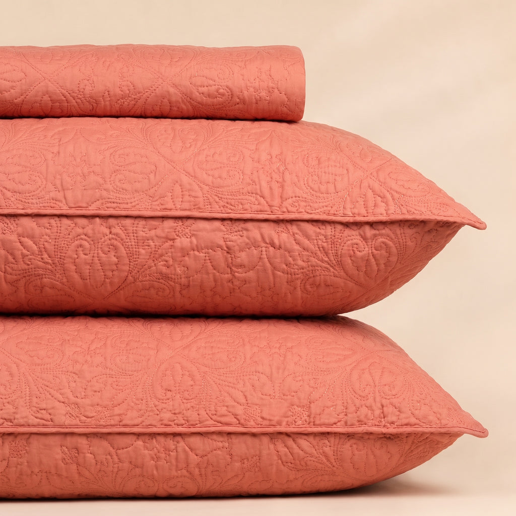 Dusty Peach 3 Pc Plain Bedspread Set by MeruHome – gallery view 3
