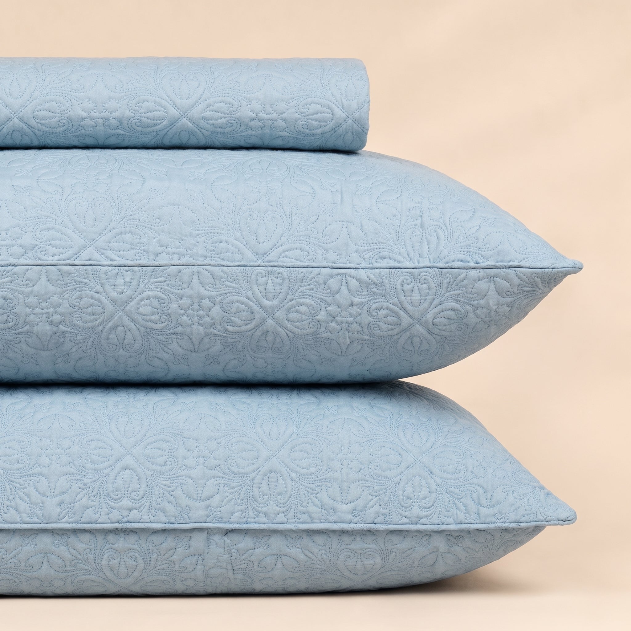 Cool Pale Grey 3 Pc Plain Bedspread Set by MeruHome – gallery view 3