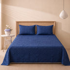 Midnight Blue 3 Pc Plain Bedspread Set by MeruHome