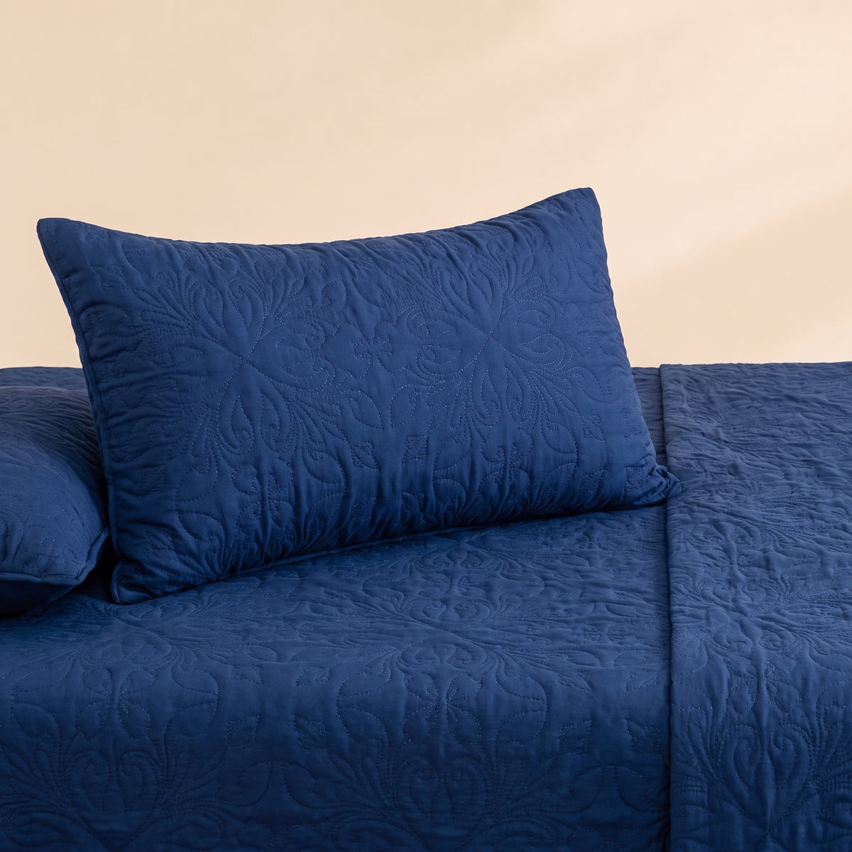 Midnight Blue 3 Pc Plain Bedspread Set by MeruHome – gallery view 3