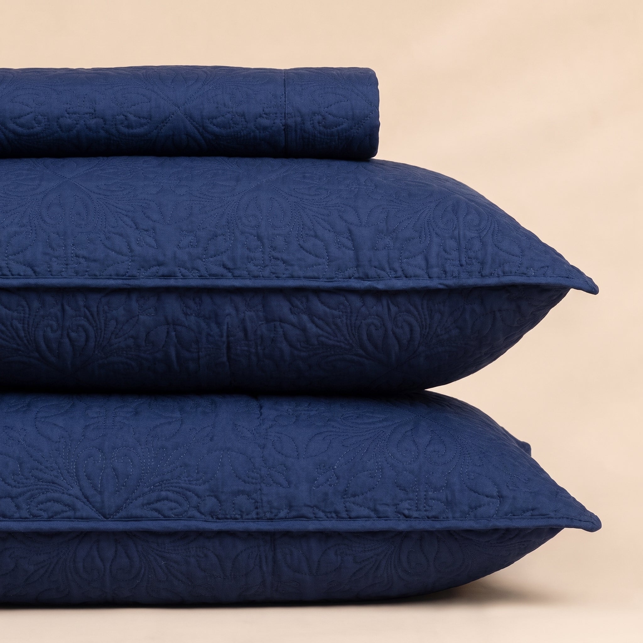 Midnight Blue 3 Pc Plain Bedspread Set by MeruHome – gallery view 2