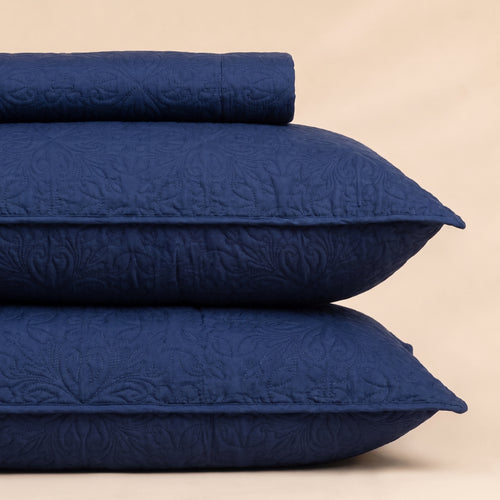 Midnight Blue 3 Pc Plain Bedspread Set by MeruHome – gallery view 2