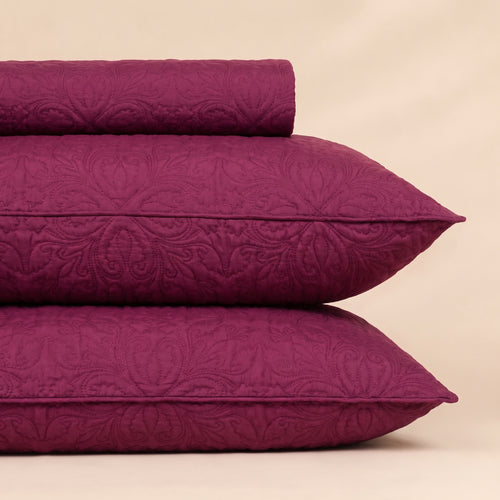 Berry Pink 3 Pc Plain Bedspread Set by MeruHome – gallery view 2