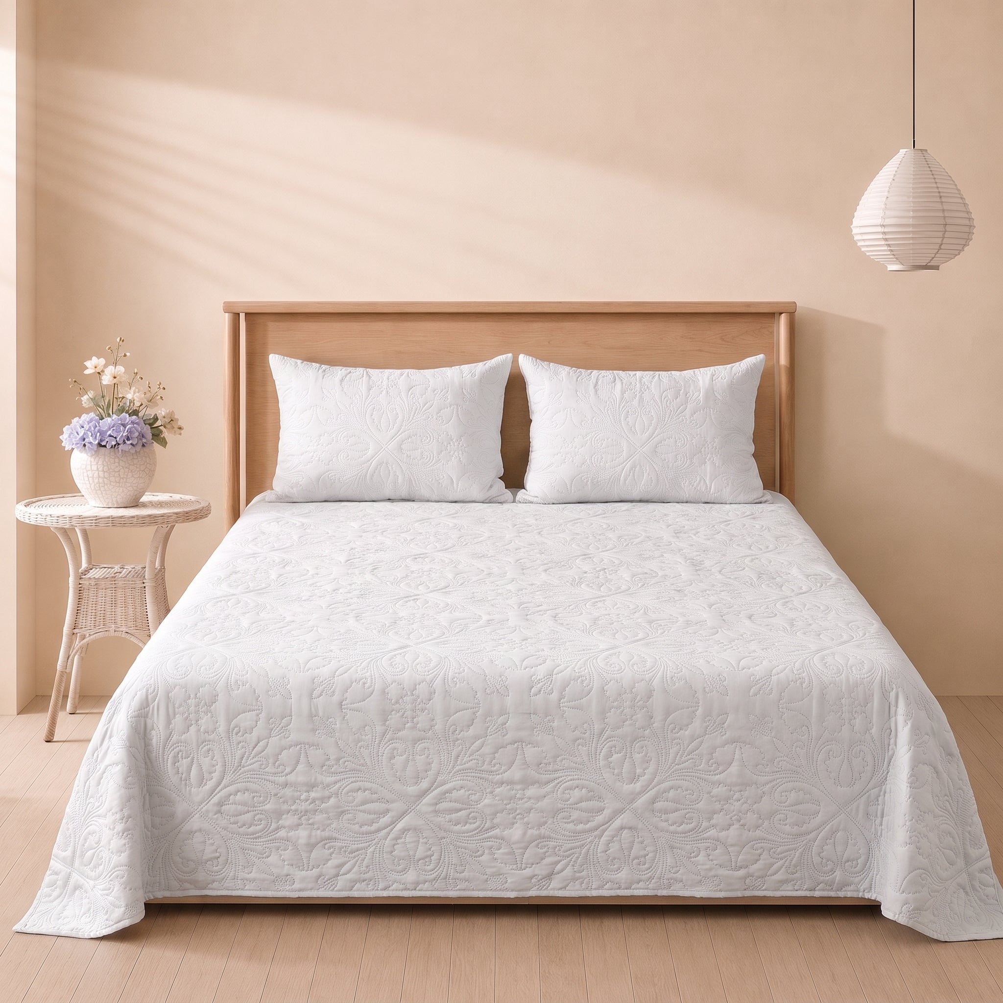 Snow White 3 Pc Plain Bedspread Set by MeruHome