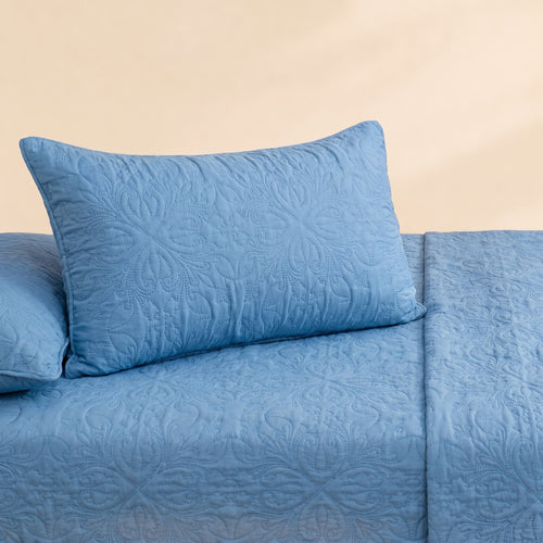 Aqua Blue 3 Pc Plain Bedspread Set by MeruHome – gallery view 2
