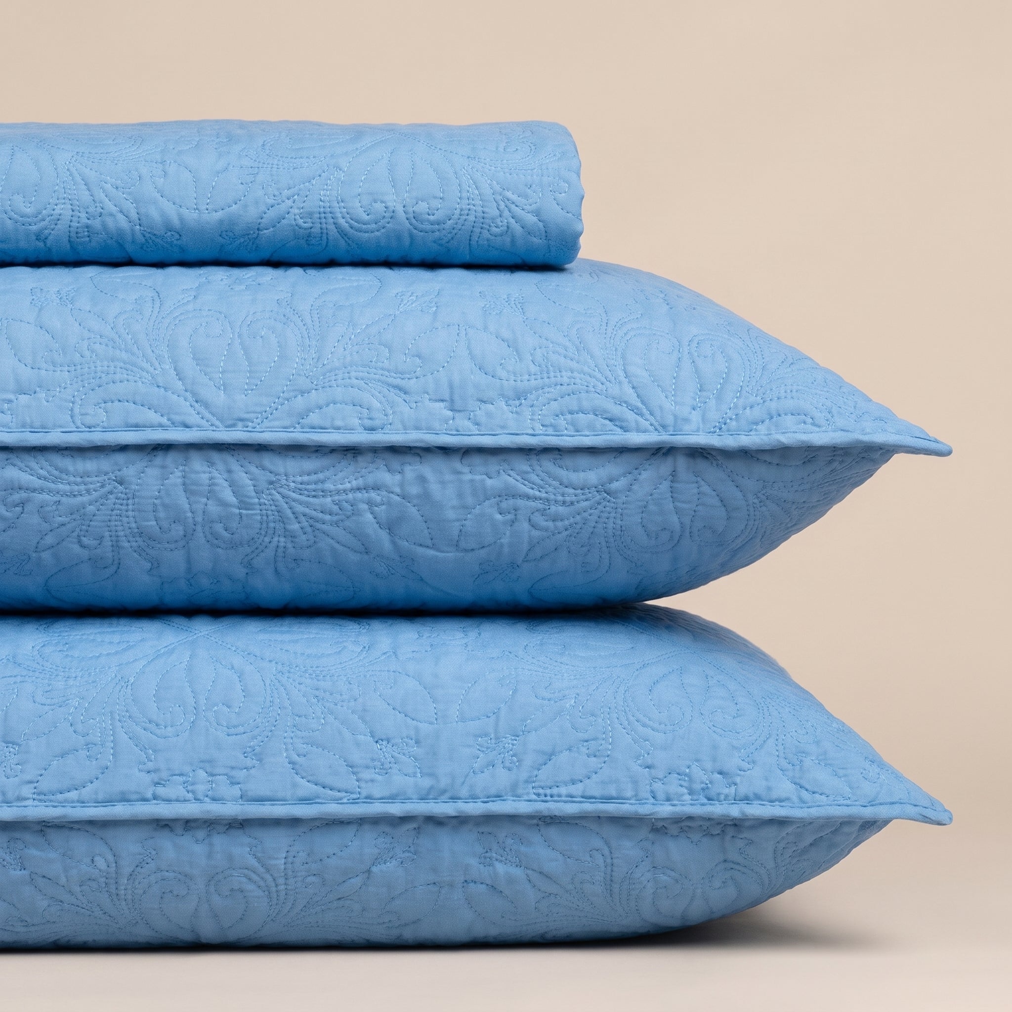 Aqua Blue 3 Pc Plain Bedspread Set by MeruHome – gallery view 3